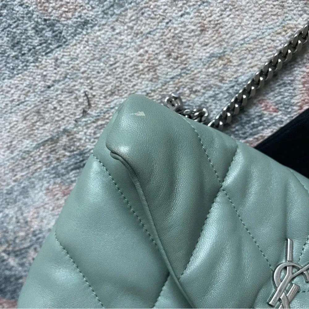 SAINT LAURENT LouLou Mini YSL Puffer Toy Crossbody Bag Vert Opaline - Picture 12 of 12
